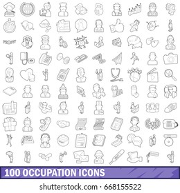 100 occupation icons set in outline style for any design vector illustration