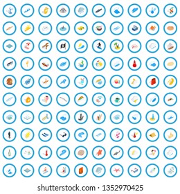 100 ocean icons set in isometric 3d style for any design vector illustration