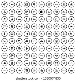 100 ocean icons set in simple style for any design vector illustration