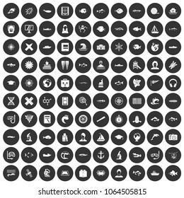 100 oceanologist icons set in simple style white on black circle color isolated on white background vector illustration