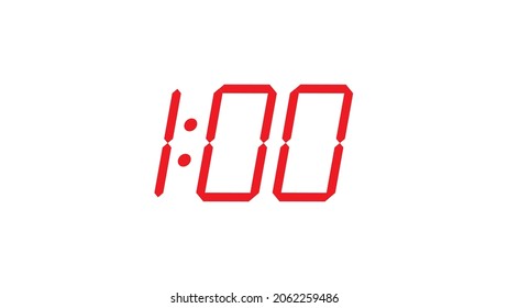 1:00 o'clock , one am - pm  Editable digital clock closeup display vector eps 10