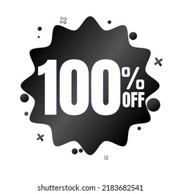 100% off, black online super discount sticker in Vector illustration, with various abstract details