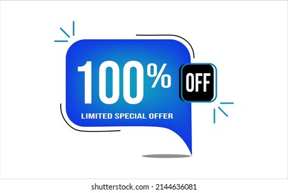 100% off blue balloon. Wholesale buy and sell banner. Limited special offer