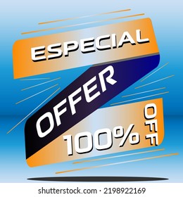 100 % Rabatt, Rabatt, Design mit orangefarbenen Farben und modernen Formen