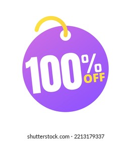 100% off percent offer, with online sale purple light label design