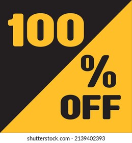 Up To 100% Off Special Offer sale sticker black and gold, vector illustration