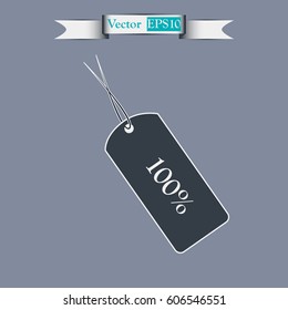 100% OFF tag icon, vector illustration. Flat design style