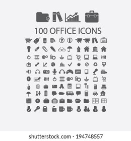 100 office, business, document, file, conjunto de iconos de presentación, vector