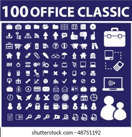 100 office classic signs. vector