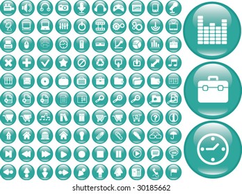 100 office glossy vector buttons