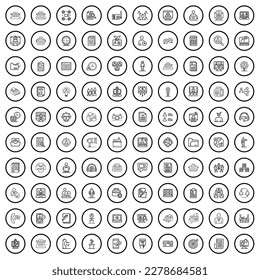 100 office icons set. Outline illustration of 100 office icons vector set isolated on white background