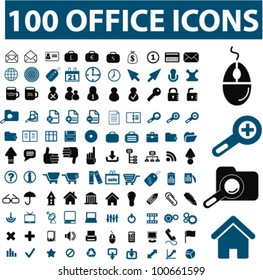 Juego de iconos de 100 oficinas, vector