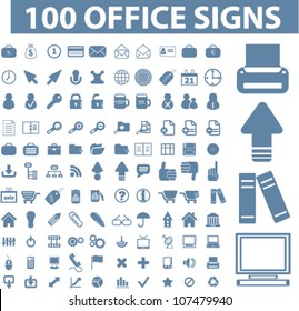 100 office icons set, vector