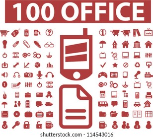 100 office icons set, vector