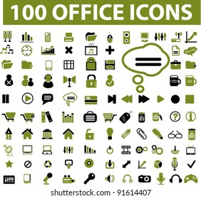 100 office icons set, vector illustration