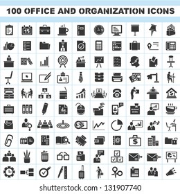 100 office and organization icons set