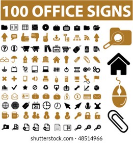 100 office signs. vector