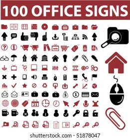 100 office signs. vector