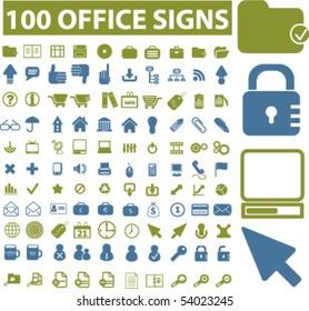 100 office signs. vector