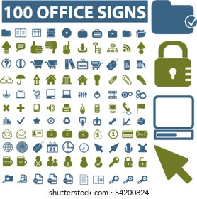 100 office signs. vector