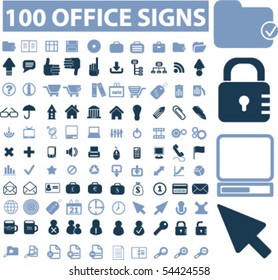 100 office signs. vector