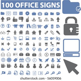 100 office signs. vector
