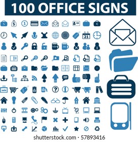 100 office signs. vector