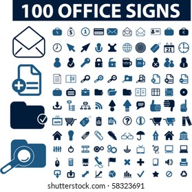 100 office signs. vector