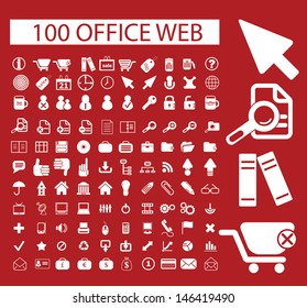 100 office web icons set, vector