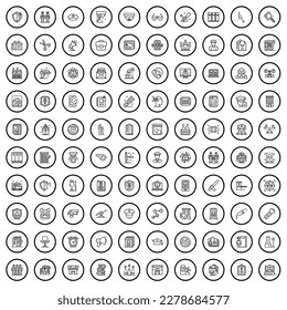 100 Offizier-Symbole gesetzt. Skizze-Illustration von 100 Offiziers-Symbolen, Vektorgrafik einzeln auf weißem Hintergrund