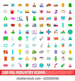 100 oil industry icons set in cartoon style for any design vector illustration