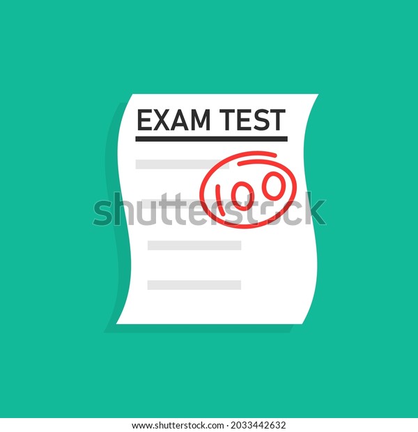 100 on exam test icon. Clipart image isolated\
on white background