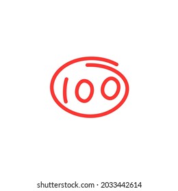 100 on test sign. Clipart image isolated on white background
