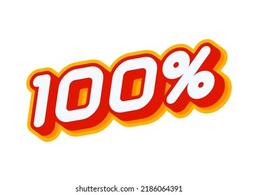 100. One hundred procent modern style. Vector Isolated on white colourful text effect design vector. Text or inscriptions in English. The modern and creative design has red, orange, yellow colors..