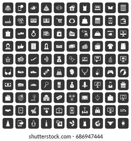 100 online shopping icons set in black color isolated vector illustration