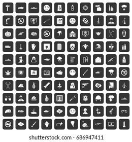 100 oppression icons set in black color isolated vector illustration