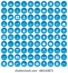 100 oppression icons set blue