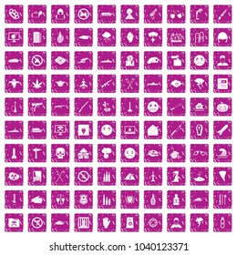 100 oppression icons set in grunge style pink color isolated on white background vector illustration