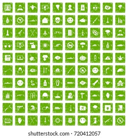 100 oppression icons set in grunge style green color isolated on white background vector illustration