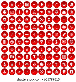 100 oppression icons set in red circle isolated on white vectr illustration
