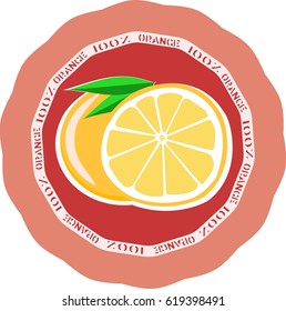 100% orange juice vector illustration. Tropical fruit.