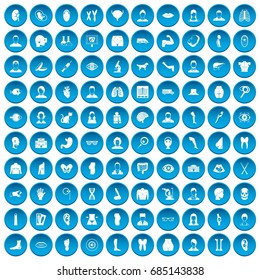 100 organ icons set blue