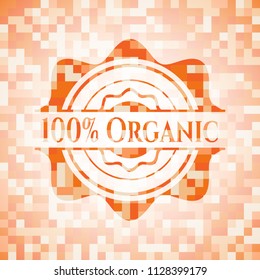 100% Organic abstract orange mosaic emblem