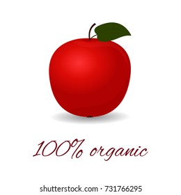 100% organic apple. Vector illustration. The element for decorayion for pakkage, price tag.