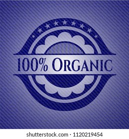 100% Organic badge with denim texture