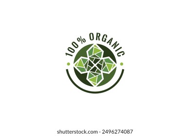 100% organic badge design vector illustration.