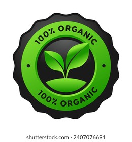 100% Organic Badge Label, Seal Sticker logo,Organic icon. logo. Healthy, Logo natural, for use in the food, pharmaceutical and fertilize