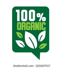 100% organic badge sticker vector for food marketing campaign