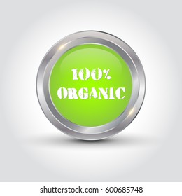 100% organic badge, vector illustration