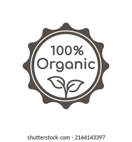 100% Organic black vector label. Product stamp, sticker or badge.